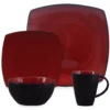 Red Soho Square 16-Piece Dinnerware Set