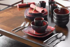 Red Soho Square 16-Piece Dinnerware Set -Home Furnishing Store 320018874 7 1