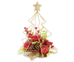 Floral & Gold Metal Glitter Tree