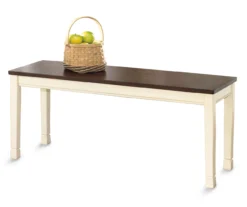 Whitesburg Cottage White & Brown Dining Room Bench
