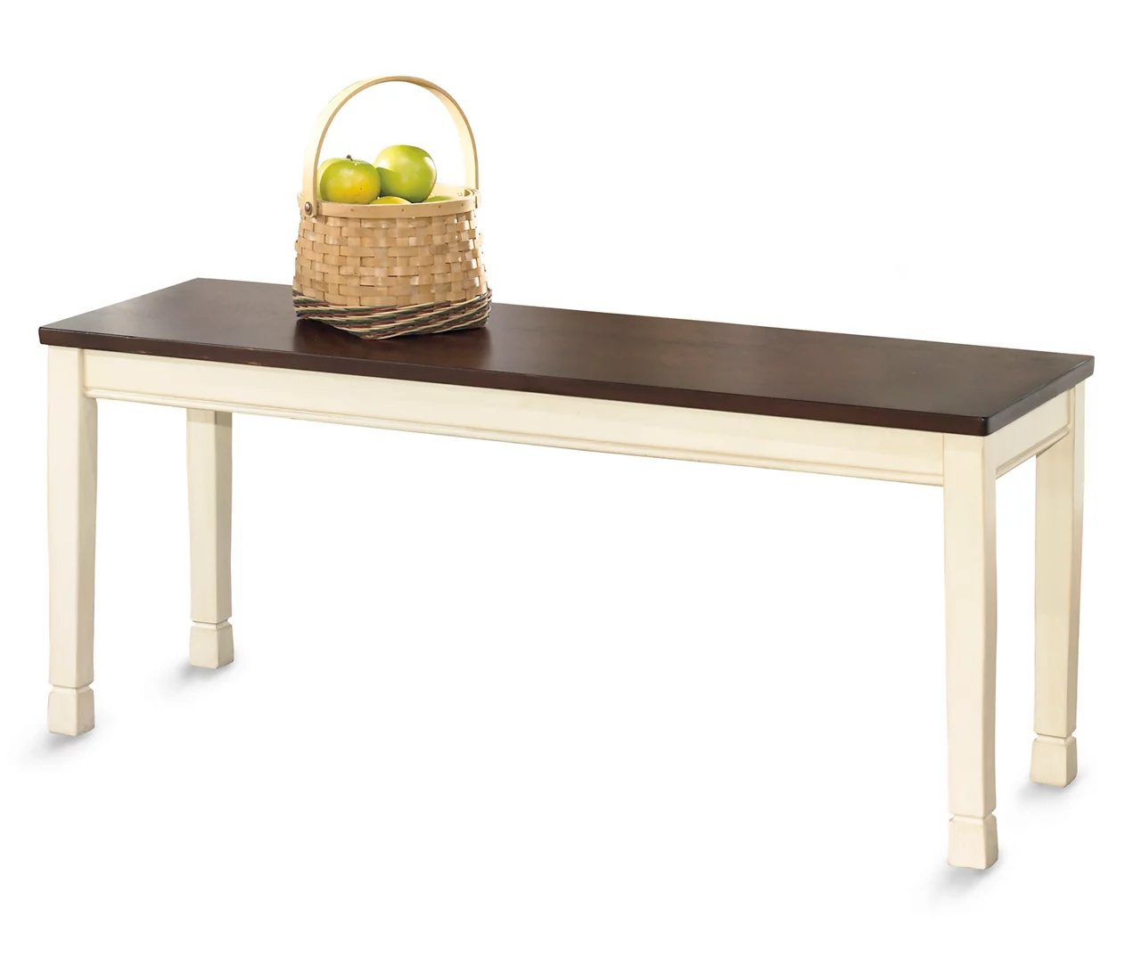 Whitesburg Cottage White & Brown Dining Room Bench 1 Whitesburg Cottage White & Brown Dining Room Bench