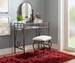 Heather Metal Adjustable Mirror Vanity Set With Stool -Home Furnishing Store 810389409 A0 7