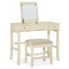 Caroline Cream Mirror Vanity Set With Stool