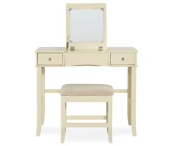 Caroline Cream Mirror Vanity Set With Stool -Home Furnishing Store 810389506 3
