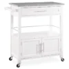 White Double Door Kitchen Cart With Granite Top