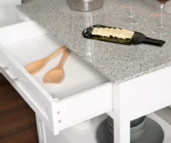 White Double Door Kitchen Cart With Granite Top -Home Furnishing Store 810389516 3