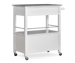 White Double Door Kitchen Cart With Granite Top -Home Furnishing Store 810389516 4