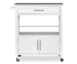 White Double Door Kitchen Cart With Granite Top -Home Furnishing Store 810389516 5