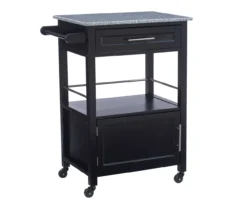 Ree Black Granite Top Kitchen Cart With Storage -Home Furnishing Store 810389519 A0 1