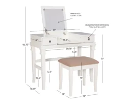 Martha Mirror Vanity Set With Stool -Home Furnishing Store 810389524 A8