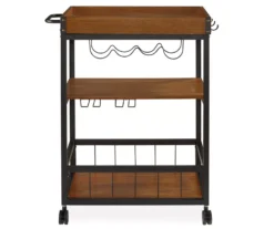 Luke Industrial Kitchen Cart With Wine Storage -Home Furnishing Store 810389531 2