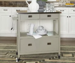 Gray Steel Top Kitchen Cart With Drawers -Home Furnishing Store 810389532 3