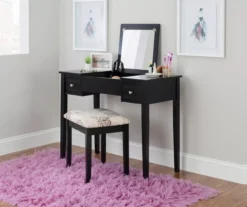 Black Butterfly Mirror Vanity Set With Stool -Home Furnishing Store 810389539 B0 1