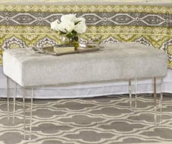 Marie Platinum Padded Glam Acrylic Bench 11 Marie Platinum Padded Glam Acrylic Bench -Home Furnishing Store 810389624 1 1