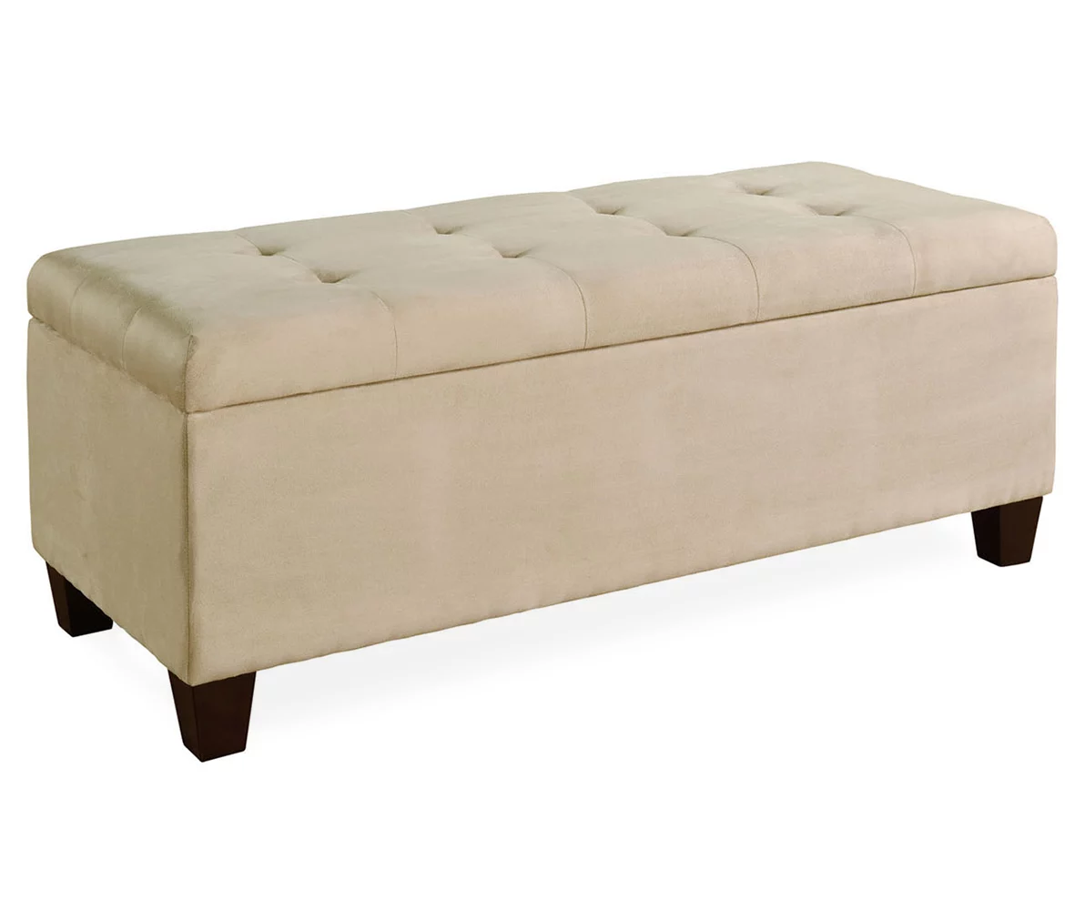 Erin Beige Padded Shoe Storage Ottoman 1 Erin Beige Padded Shoe Storage Ottoman