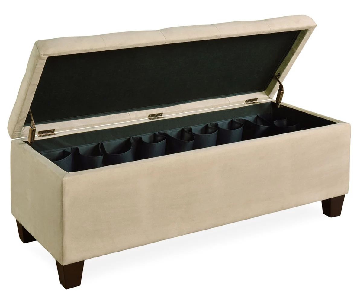 Erin Beige Padded Shoe Storage Ottoman 2 Erin Beige Padded Shoe Storage Ottoman - Image 2