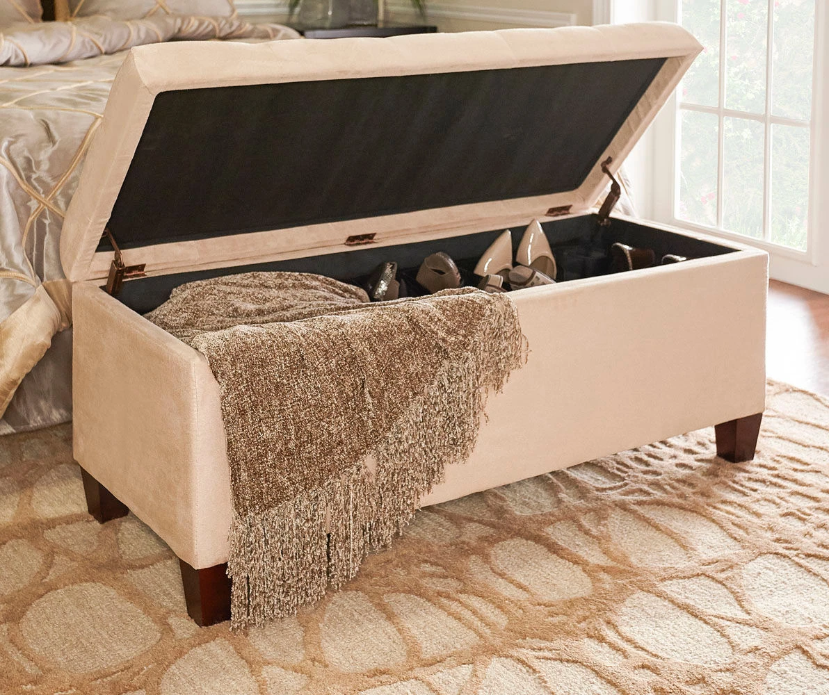 Erin Beige Padded Shoe Storage Ottoman 4 Erin Beige Padded Shoe Storage Ottoman - Image 4