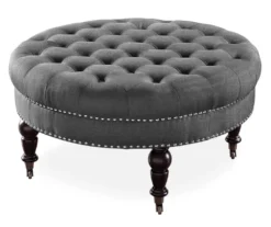 Claire Charcoal Round French Country Ottoman