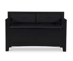 Black Padded Faux Leather Storage Bench 17 Black Padded Faux Leather Storage Bench -Home Furnishing Store 810389638 A0 2