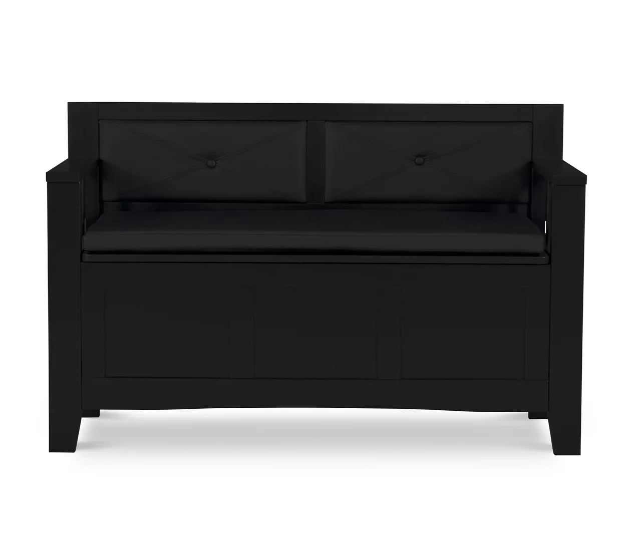Black Padded Faux Leather Storage Bench 6 Black Padded Faux Leather Storage Bench - Image 6