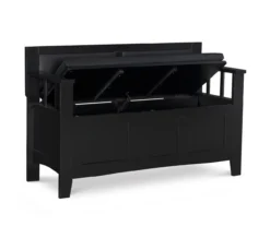 Black Padded Faux Leather Storage Bench 19 Black Padded Faux Leather Storage Bench -Home Furnishing Store 810389638 A0 3