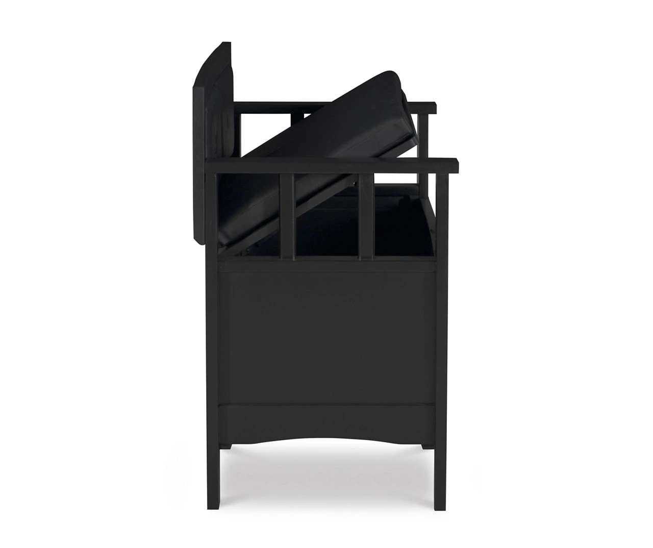 Black Padded Faux Leather Storage Bench 5 Black Padded Faux Leather Storage Bench - Image 5