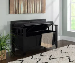 Black Padded Faux Leather Storage Bench 18 Black Padded Faux Leather Storage Bench -Home Furnishing Store 810389638 B0 2