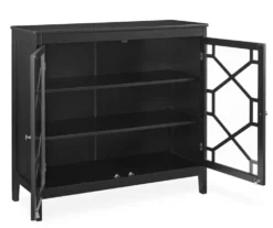 Ava Black Geometric 2-Door Cabinet -Home Furnishing Store 810389696 2