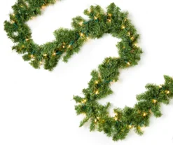 18' Pine Branch Pre-Lit Garland With Clear Lights
