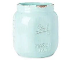 Aqua Mason Jar Ceramic Utensil Holder