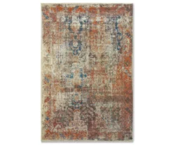 Myia Orange & Blue Abstract Area Rug, (5'3" X 7'6")