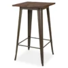 Elm Wood Rustic Wood & Steel Square Bar Table