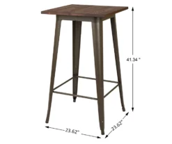 Elm Wood Rustic Wood & Steel Square Bar Table -Home Furnishing Store 810428889 2