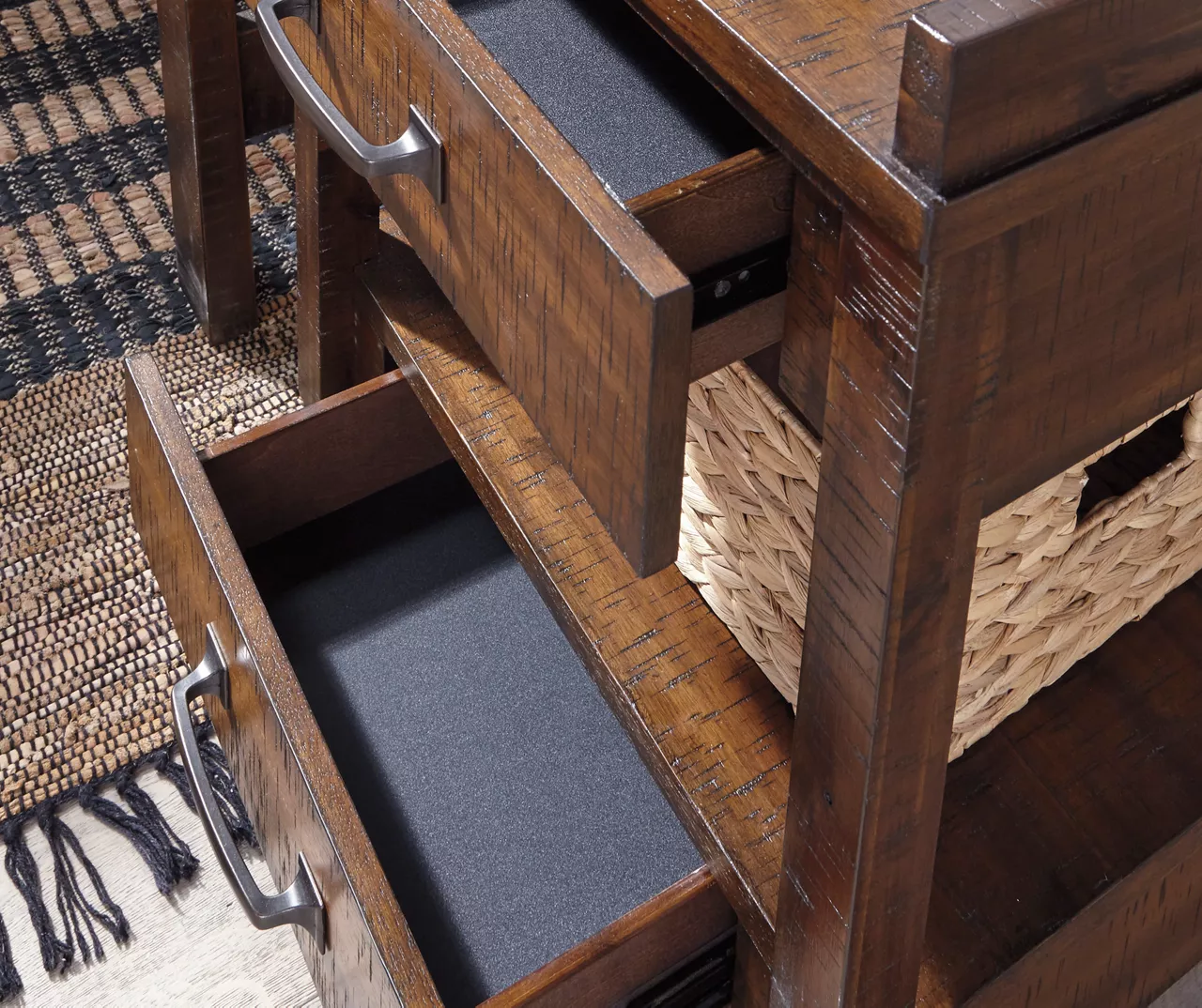 Baldridge Rustic Brown 2-Drawer Rolling Printer Stand 2 Baldridge Rustic Brown 2-Drawer Rolling Printer Stand - Image 2