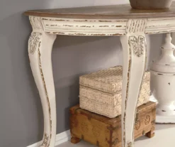 Realyn White & Brown Two-Tone Half-Circle Console Table -Home Furnishing Store 810458287 5