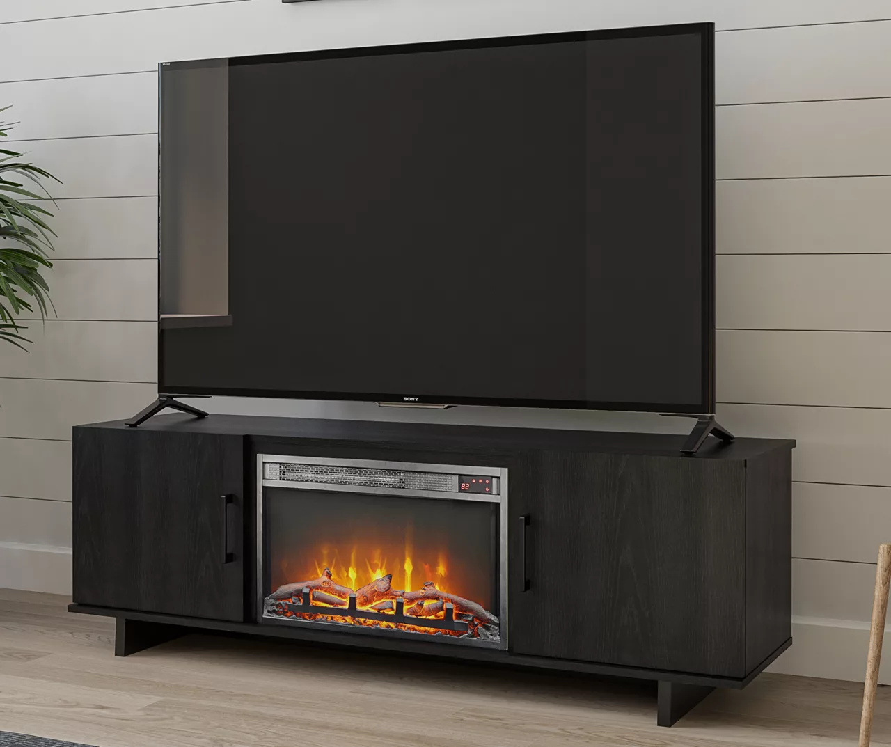 60" Hyde Black Oak Electric Fireplace Console 2 60" Hyde Black Oak Electric Fireplace Console - Image 2