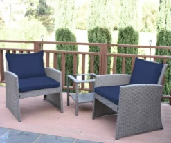 Mirabelle 3-Piece Cushioned Patio All-Weather Wicker Chat Set -Home Furnishing Store 810478136