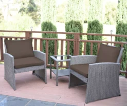 Mirabelle 3-Piece Cushioned Patio All-Weather Wicker Chat Set -Home Furnishing Store 810478139