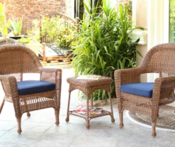 Honey 3-Piece Cushioned Patio All-Weather Wicker Chat Set -Home Furnishing Store 810478170