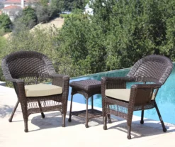 Espresso 3-Piece Cushioned Patio All-Weather Wicker Chat Set 30 Espresso 3-Piece Cushioned Patio All-Weather Wicker Chat Set -Home Furnishing Store 810478208