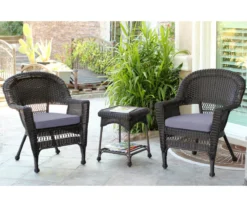 Espresso 3-Piece Cushioned Patio All-Weather Wicker Chat Set 37 Espresso 3-Piece Cushioned Patio All-Weather Wicker Chat Set -Home Furnishing Store 810478210 1