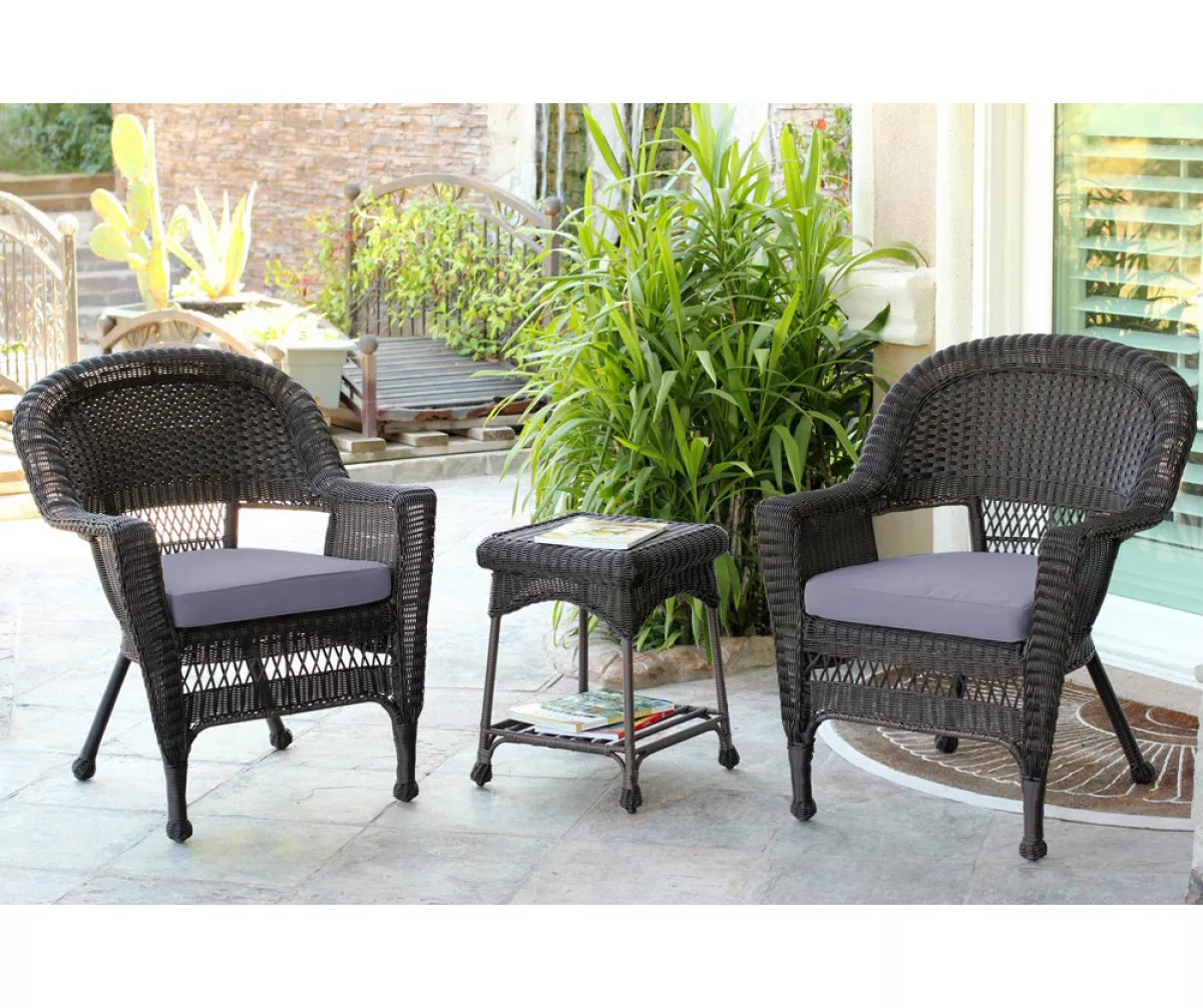Espresso 3-Piece Cushioned Patio All-Weather Wicker Chat Set 18 Espresso 3-Piece Cushioned Patio All-Weather Wicker Chat Set - Image 18