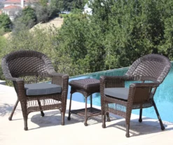 Espresso 3-Piece Cushioned Patio All-Weather Wicker Chat Set 22 Espresso 3-Piece Cushioned Patio All-Weather Wicker Chat Set -Home Furnishing Store 810478210