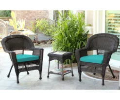 Espresso 3-Piece Cushioned Patio All-Weather Wicker Chat Set 35 Espresso 3-Piece Cushioned Patio All-Weather Wicker Chat Set -Home Furnishing Store 810478261 1