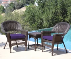 Espresso 3-Piece Cushioned Patio All-Weather Wicker Chat Set 26 Espresso 3-Piece Cushioned Patio All-Weather Wicker Chat Set -Home Furnishing Store 810478262