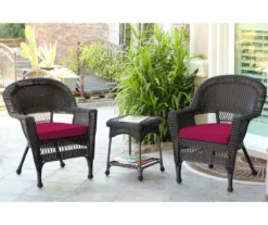 Espresso 3-Piece Cushioned Patio All-Weather Wicker Chat Set 39 Espresso 3-Piece Cushioned Patio All-Weather Wicker Chat Set -Home Furnishing Store 810478263 1