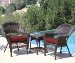 Espresso 3-Piece Cushioned Patio All-Weather Wicker Chat Set 25 Espresso 3-Piece Cushioned Patio All-Weather Wicker Chat Set -Home Furnishing Store 810478263
