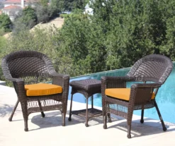 Espresso 3-Piece Cushioned Patio All-Weather Wicker Chat Set 28 Espresso 3-Piece Cushioned Patio All-Weather Wicker Chat Set -Home Furnishing Store 810478265
