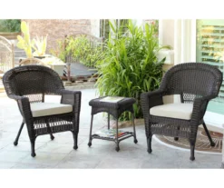 Espresso 3-Piece Cushioned Patio All-Weather Wicker Chat Set 36 Espresso 3-Piece Cushioned Patio All-Weather Wicker Chat Set -Home Furnishing Store 810478272 1