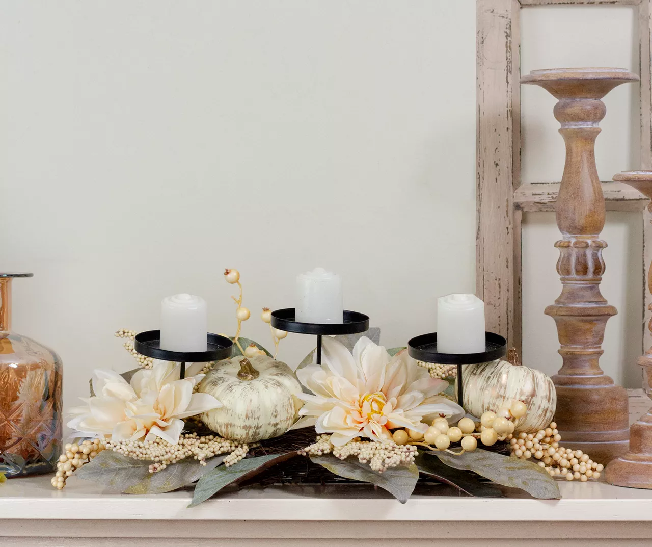 Dahlia & Pumpkin 3-Tier Candle Holder 2 Dahlia & Pumpkin 3-Tier Candle Holder - Image 2